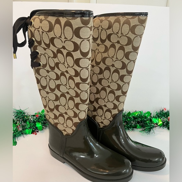 Coach Shoes - Coach Signature Women's Tristee Rain Boots 9
